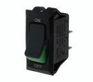 Rocker switch; ON-OFF, fixed, 2pins. 16A/250Vac 31.80x16.5mm black-green  Highly