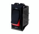 Rocker switch; ON-OFF, fixed, 2pins. 16A/250Vac 31.80x16.5mm black-red Highly