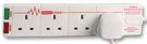 POWER OUTLET STRIP, 4 OUTLET, 2M, 240VAC