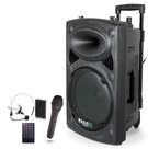 Portable Stand-Alone PA System 15" 800W (400W RMS) with 2 Wireless UHF Microphones and FM Tuner, Ibiza