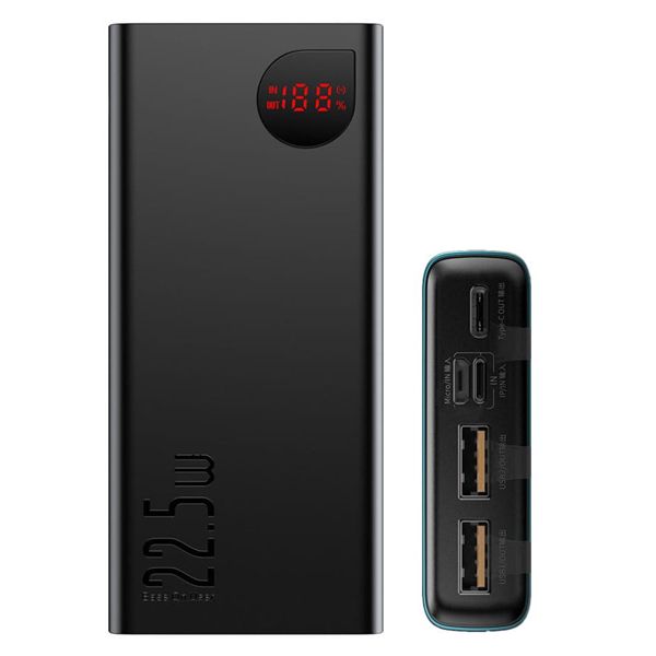 LiPo PowerBank PD3.0 QC3.0 2xUSB + USB C 22.5W 30000mAh Adaman black BASEUS