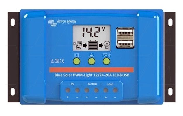 Laadimiskontroller BlueSolar PWM-LCD & USB 12 / 24V-5A