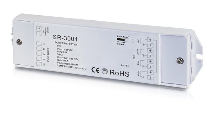 LED RGBW riba signaali võimendi 12V-36Vdc 4x5A 12V/240W, Sunricher