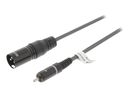 Моно кабель XLR 3-контактный штекер - штекер RCA 1,5 м темно-серый