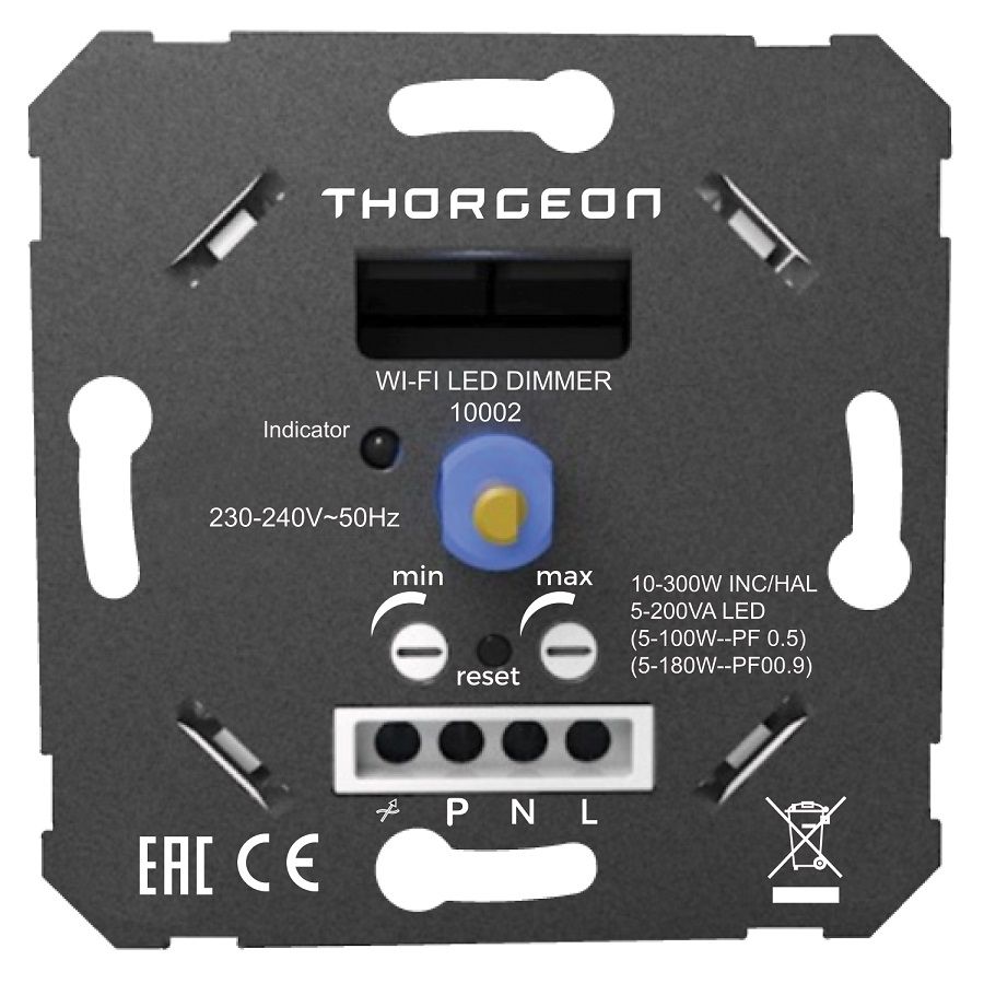 Valguse dimmer 230V 5-300W triac tüüp, nupp ja WiFi juhitav, THORGEON