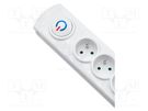 Plug socket strip: protective; Sockets: 8; 230VAC; 10A; white QOLTEC