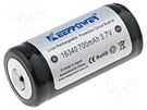 Re-battery: Li-Ion; 16340; 3.7V; 700mAh; Ø16x36mm; 3A KEEPPOWER