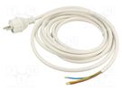 Cable; 3x1.5mm2; CEE 7/7 (E/F) plug,wires; PVC; 5m; white; 16A JONEX