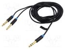 Cable; Jack 6.3mm 2pin plug x2,Jack 6,3mm 3pin plug; 5m; black VENTION