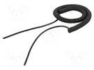 Wire: coiled; 3x0.22mm2; unshielded; PUR; black; 300V; 0.5m; 2m SIMECH