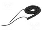 Wire: coiled; 3x0.22mm2; unshielded; PUR; black; 300V; 0.8m; 3.2m SIMECH