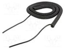 Wire: coiled; 3x0.35mm2; unshielded; PUR; black; 300V; 1m; 4m SIMECH