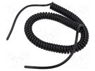Wire: coiled; 3x0.5mm2; unshielded; PUR; black; 300V; 0.5m; 2m SIMECH