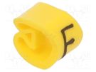 Markers; Marking: F; 2.5÷5mm; PVC; yellow; -30÷60°C; leaded; PA-1 PARTEX