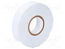 Tape: electrical insulating; W: 19mm; L: 20m; Thk: 0.13mm; white PARTEX