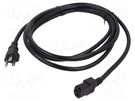 Cable; 3x16AWG; IEC C13 female,NEMA 5-15 (B) plug; PVC; 3m; black Qualtek Electronics