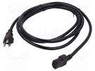 Cable; 3x16AWG; IEC C15 female,NEMA 5-15 (B) plug; PVC; 2.3m Qualtek Electronics