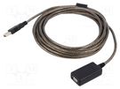 Cable; USB 2.0; USB A socket,USB A plug; 5m; black; 26AWG,28AWG SAVIO