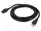 Cable; 3x14AWG; IEC C13 female,NEMA 5-15 (B) plug; PVC; 3m; black Qualtek Electronics