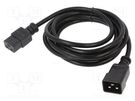 Cable; 3x14AWG; IEC C19 female,IEC C20 male; PVC; 3m; black; 15A Qualtek Electronics