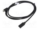Cable; USB 2.0; USB C socket,USB C plug; nickel plated; 2m; black DIGITUS