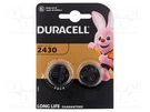 Battery: lithium; 3V; CR2430,coin; non-rechargeable; Ø24x3mm DURACELL
