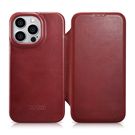 iCarer CE Oil Wax Premium Leather Folio Case Leather Case iPhone 14 Pro Magnetic Flip MagSafe Red (AKI14220706-RD), iCarer