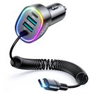 Joyroom fast car charger 4 in 1 PD, QC3.0, AFC, FCP with USB Type C cable 1.6m 60W black (JR-CL19), Joyroom