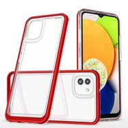 Clear 3in1 case for Samsung Galaxy A03 silicone cover with frame red, Hurtel