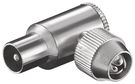 Coaxial Right-Angle Plug with Screw Fixing - screwable metal coaxial plug