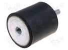 Vibration damper; M12; Ø: 75mm; rubber; L: 55mm; Thread len: 37mm ELESA+GANTER