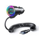 Joyroom 3-in-1 fast car charger with USB-C cable 1.5m 17W black (JR-CL24), Joyroom