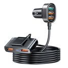 Joyroom fast car charger with extension cable 45W 5xUSB-A black (JR-CL03 Pro), Joyroom