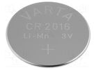 Battery: lithium; 3V; CR2016,coin; 90mAh; non-rechargeable VARTA MICROBATTERY