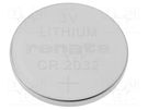 Battery: lithium; 3V; coin; 225mAh; non-rechargeable; Ø20x3.2mm RENATA