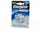 Battery: lithium; 1.5V; AAA; 1200mAh; non-rechargeable; 2pcs. ENERGIZER