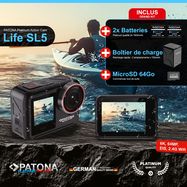 BIG SET PATONA Action Cam Life SL5 6K 90fps 64MP EIS 170° 7G batteries+dual charger+64GB card+accessories, PATONA