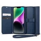 Spigen Wallet S Leather Flip Wallet for iPhone 14 Blue, Spigen