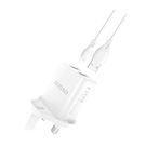 Dudao wall charger with UK plug (Great Britain) 2xUSB-A 2.4A white + USB-A cable - microUSB 1m, Dudao