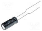 Capacitor: electrolytic; 1uF; 50VDC; Ø5x11mm; Pitch: 2.5mm; tape AISHI