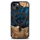 Wood and resin case for iPhone 15 Plus MagSafe Bewood Unique Neptun - navy blue and black, Bewood
