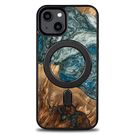 Wood and resin case for iPhone 15 Plus MagSafe Bewood Unique Planet Earth - blue-green, Bewood