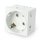 Wall socket 250V single 45x45mm 16A Schuko - white + adapter