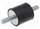 Vibration damper; M8; Ø: 30mm; rubber; L: 30mm; Thread len: 20mm ELESA+GANTER