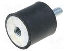 Vibration damper; M8; Ø: 30mm; rubber; L: 30mm; Thread len: 20mm ELESA+GANTER