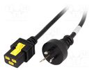 Cable; 3x1.5mm2; AS 3112 (I) plug,IEC C19 female; PVC; 2m; black SCHURTER