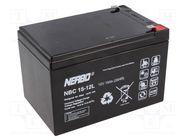Re-battery: acid-lead; 12V; 15Ah; AGM; maintenance-free; 4.5kg NERBO