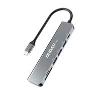 Adapter 6in1 Dudao A15S USB-C to 3x USB, 1x USB-C, SD / TF (grey), Dudao