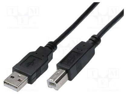Cable; USB 2.0; USB A plug,USB B plug; nickel plated; 1.8m; black ASSMANN AK-300102-018-S