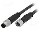 Cable: for sensors/automation; M8-M8; male; female; PIN: 3; plug HARTING